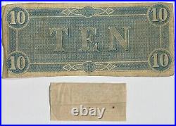 1864 $10 Confederate Civil War Currency Note & 1865 $15 Civil War Bond 2 Set