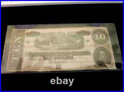 1864 $10 Confederate Currency Civil War S/N 21300