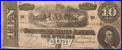 1864 $10 Confederate States of America Note Richmond Civil War Currency T-68