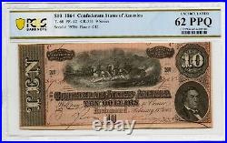 1864 $10 Confederate States of America T-68 PCGS 62 PPQ Civil War Era