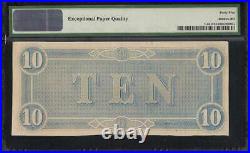 1864 $10 Dollar Bill Confederate States Currency CIVIL War Note Money Pmg 45 Epq