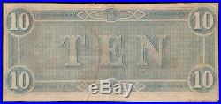 1864 $10 Dollar Low Serial Number 200 Confederate States Currency CIVIL War Note