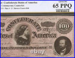 1864 $100 CIVIL War Confederate Counterfeit Havana Note Pcgs 65 Ppq Finest Grade