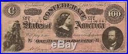 1864 $100 CIVIL War Havana Counterfeit Note Confederate States Currency Ct-65