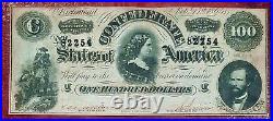 1864 $100 Confederate CIVIL War Currency Lucy Pickens & Infantrymen Crisp Grade