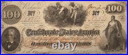 1864 $100 Confederate Note T-65 Civil War Currency Richmond Issue