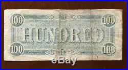 1864 $100 Dollar Bill Confederate States Currency CIVIL War Note Paper Money