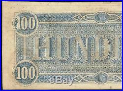 1864 $100 Dollar Bill Confederate States Currency CIVIL War Note Paper Money Au