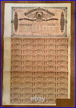 -1864 $1000 5th FIFTH Series Confederate States of America -CSA Civil War Bond