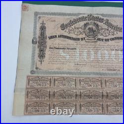 -1864 $1000 5th FIFTH Series Confederate States of America Civil War Bond SALE