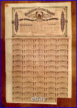 1864 $1000 Confederate Civil War Bond / Loan Fifth Series