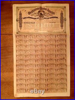 -1864 $1000 Confederate States of America CSA Civil War Bond All 60 Coupons