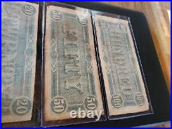 1864 $20 $50 $100 dollar Note T-66 65 67 Civil War Currency (3 items)