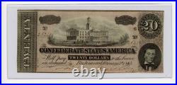 1864 $20 CIVIL War Confederate States America Note Richmond Uncirculated