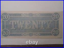 1864 $20 Dollar Bill Confederate States Currency CIVIL War Note