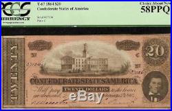 1864 $20 Dollar Bill Confederate States Currency Note CIVIL War Money T-67 Pcgs