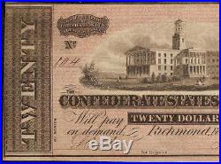 1864 $20 Low 3 Digit Note Confederate States Currency CIVIL War Paper Money T-67