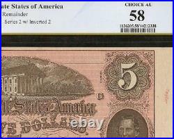 1864 $5 Dollar Confederate States Currency CIVIL War Note Remainder T-69 Pcgs 58