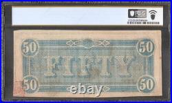 1864 $50 Bill Confederate States Note CIVIL War Money Red Csa Stamp T-66 Pcgs 35