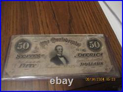 1864 $50 Confederate States Of America T-66 CIVIL War Era