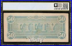 1864 $50 Dollar Bill Confederate States Note CIVIL War Money T66 Pcgs 63 Top Pop