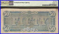 1864 $50 Dollar Confederate States Note CIVIL War Paper Money T-66 Pmg 35 Epq