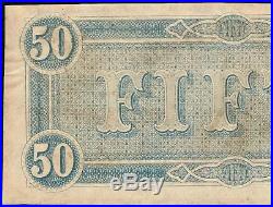 1864 $50 Dollar Jefferson Davis Confederate States CIVIL War Currency T-66 Au