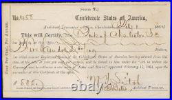 1864 $500 Confederate States Idr Series T. CIVIL War Paper