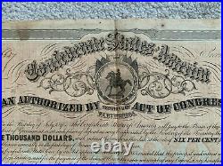 1864 CONFEDERATE STATES AMERICA $1000 CIVIL WAR BOND With COUPONS 2ND SERIES