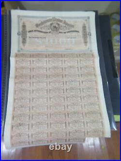 1864 CONFEDERATE STATES OF AMERICA $1000 CIVIL WAR BOND With COUPONS 5TH SERIES