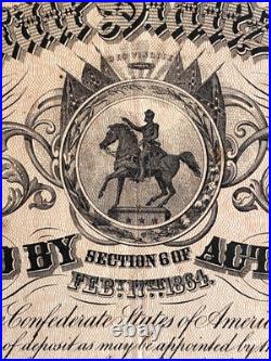 1864 CONFEDERATE STATES OF AMERICA Civil War Bond $500 + 5 coupons FOURTH SERIES
