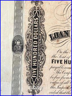 1864 CONFEDERATE STATES OF AMERICA Civil War Bond $500 + 5 coupons FOURTH SERIES