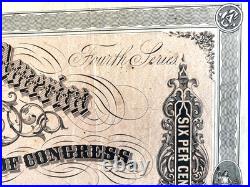 1864 CONFEDERATE STATES OF AMERICA Civil War Bond $500 + 5 coupons FOURTH SERIES