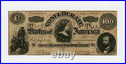 1864 CT-65 $100 Confederate States of America Havana CTFT Note CIVIL WAR Era