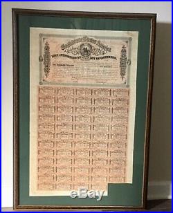 1864 Civil War $1000 Confederate Bond Beautifully Framed