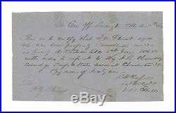 1864 Civil War Confederate Draft Notice, 46-Year-Old S. J. Stuart of S. Carolina