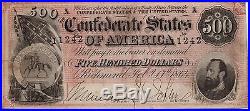 1864 Civil War Confederate States of America $500 Dollar Note