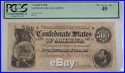1864 Civil War Confederate States of America $500 Dollar Note T-64 PCGS EF-40