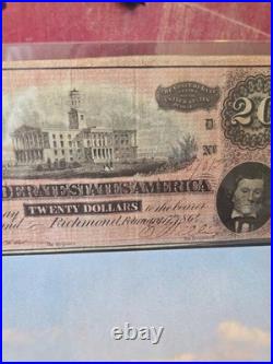 1864 Confederate $20 Note Richmond VA Feb 17 Capitol Scene T-67 Civil War Signed