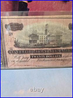 1864 Confederate $20 Note Richmond VA Feb 17 Capitol Scene T-67 Civil War Signed