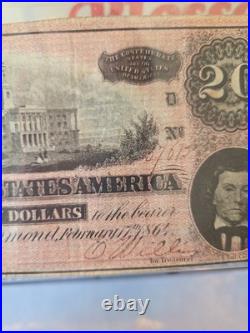 1864 Confederate $20 Note Richmond VA Feb 17 Capitol Scene T-67 Civil War Signed
