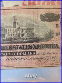 1864 Confederate $20 Note Richmond VA Feb 17 Capitol Scene T-67 Civil War Signed