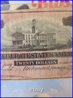 1864 Confederate $20 Note Richmond VA Feb 17 Capitol Scene T-67 Civil War Signed