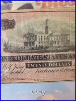 1864 Confederate $20 Note Richmond VA Feb 17 Capitol Scene T-67 Civil War Signed