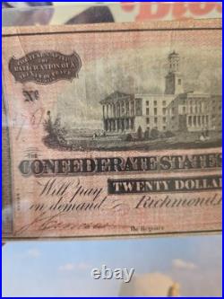 1864 Confederate $20 Note Richmond VA Feb 17 Capitol Scene T-67 Civil War Signed