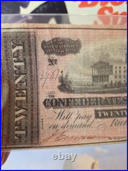 1864 Confederate $20 Note Richmond VA Feb 17 Capitol Scene T-67 Civil War Signed