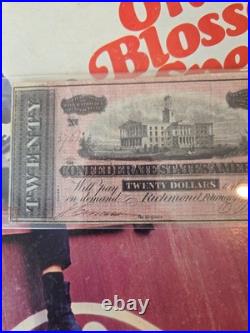 1864 Confederate $20 Note Richmond VA Feb 17 Capitol Scene T-67 Civil War Signed