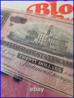 1864 Confederate $20 Note Richmond VA Feb 17 Capitol Scene T-67 Civil War Signed