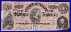 1864 Confederate States $100 T-65 Feb 17 CSA Civil War Note Richmond Currency