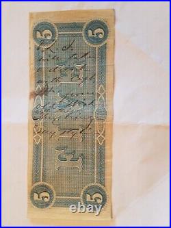 1864 Confederate States $5 note with Manuscript from Soldier Civil War Relic T69